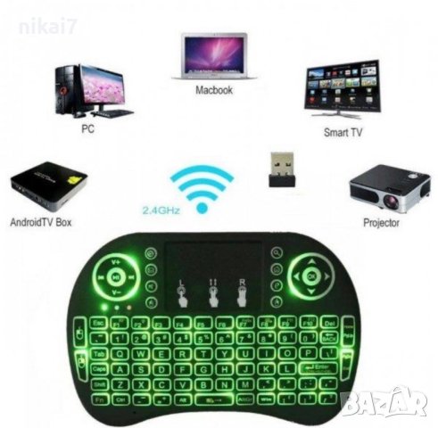 Безжична мини клавиатура светеща на кирилица с тъч пад USB Wireless, снимка 11 - Клавиатури и мишки - 41769751