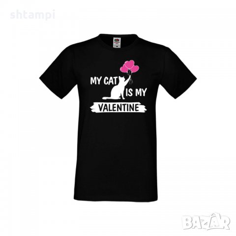 Мъжка тениска Свети Валентин My Cat Is My Valentine 2, снимка 4 - Тениски - 35715798