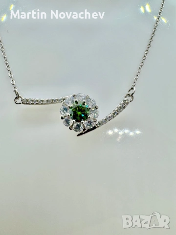 Сребърно колие с мойсанит (Диамант) 0.5 карата, снимка 2 - Колиета, медальони, синджири - 53612439