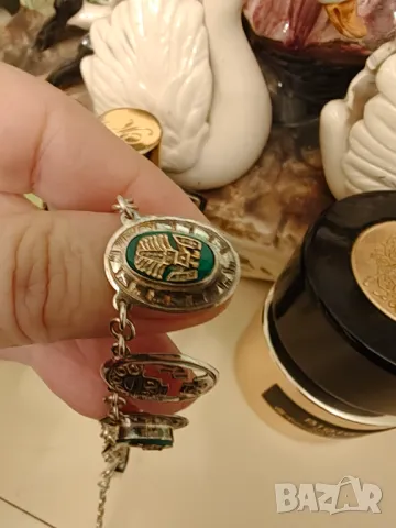 Огърлица Мексико,ръчна изработка,злато сребро и малахит, снимка 7 - Колиета, медальони, синджири - 47916601