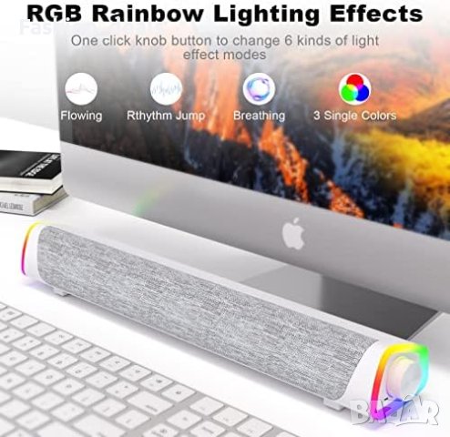 Нова звукова лента цветни RGB светлини компютърен високоговорител, снимка 4 - Bluetooth тонколони - 41259963