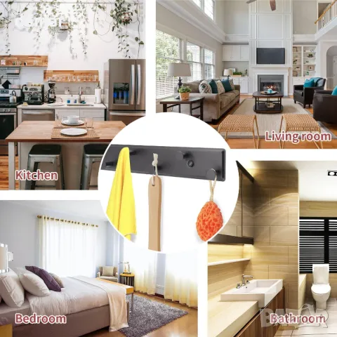 SYPEN стенна закачалка със 7 куки, метална, черна, снимка 5 - Други стоки за дома - 49075152