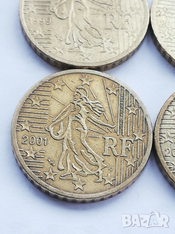 лот 50 евро-цента Франция 1999-2002 г., снимка 4 - Нумизматика и бонистика - 52351655