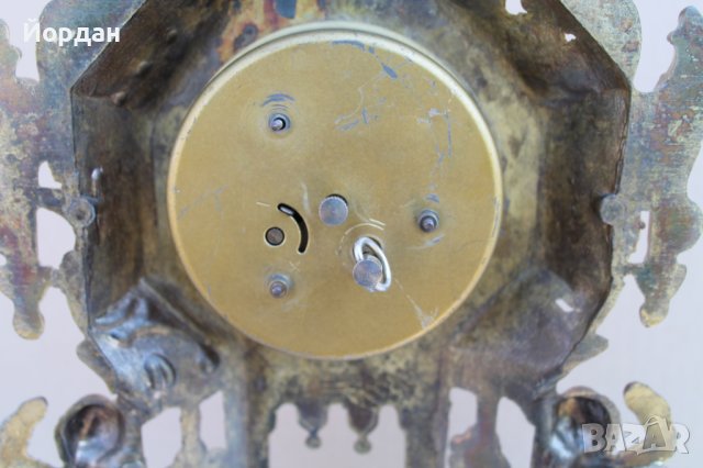 Немски механичен часовник бронз с позлата, снимка 11 - Антикварни и старинни предмети - 41374315