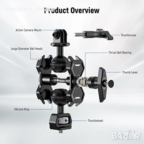 Нов Адаптер за монтиране на екшън камера/Артикулиращо магическо рамо с двойни глава, снимка 9 - Друга електроника - 41514297