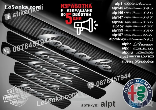 ПРАГОВЕ карбон Alfa Romeo 159 фолио стикери alp159, снимка 15 - Аксесоари и консумативи - 39049298