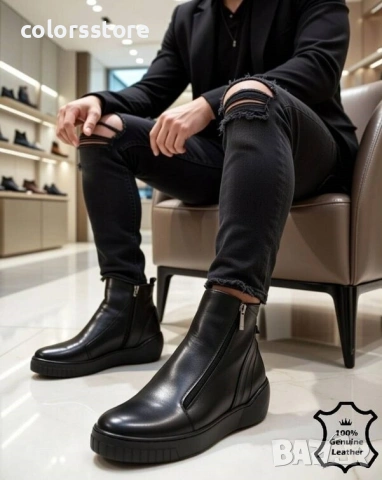 Мъжки боти - черна ЕСТЕСТВЕНА кожа - PA08505-12 , снимка 2 - Мъжки боти - 30982620
