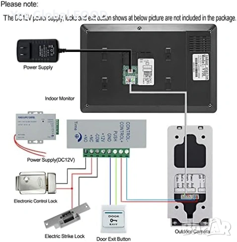 7" Видео домофон система с отключване и мониторинг, снимка 7 - Комплекти за видеонаблюдение - 53634421