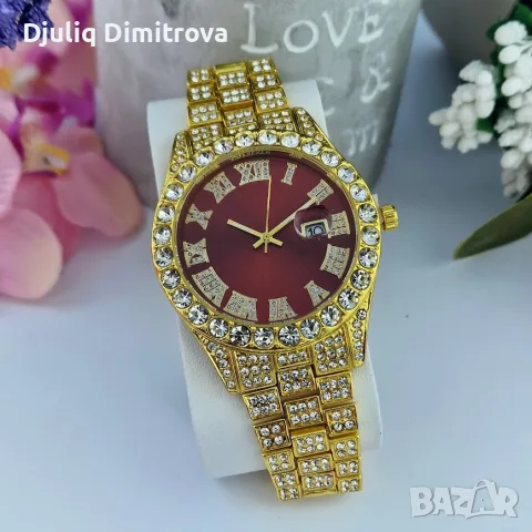 Royal Gold Watch – Burgundy 👑 | дамски часовник с кристали