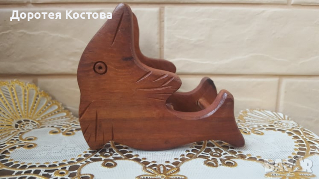 Красиви дървени подложки за чаши с поставка делфин, снимка 6 - Антикварни и старинни предмети - 36150747