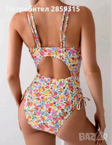 Цял дамски бански на флорарни мотиви, многоцветен, размер М M, снимка 4 - Бански костюми - 51092133