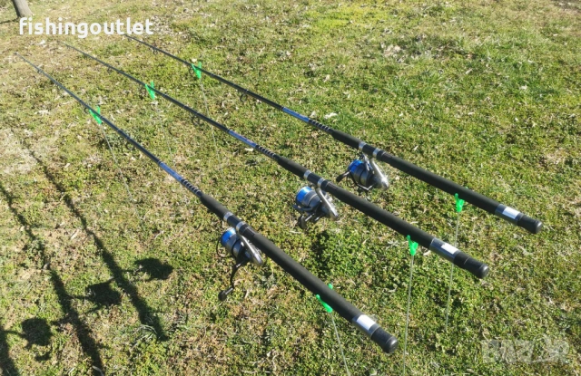 Нов шарански комплект - 3 въдици 3мт до 400гр акция и три макари 10 000 с корда, снимка 4 - Въдици - 33674288