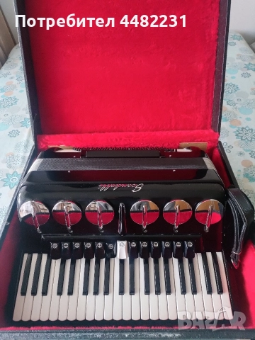 Продавам едно ново Италиянско Бижу за ценители акордеон Скандал 120баса черен с куфар , снимка 10 - Акордеони - 52943753
