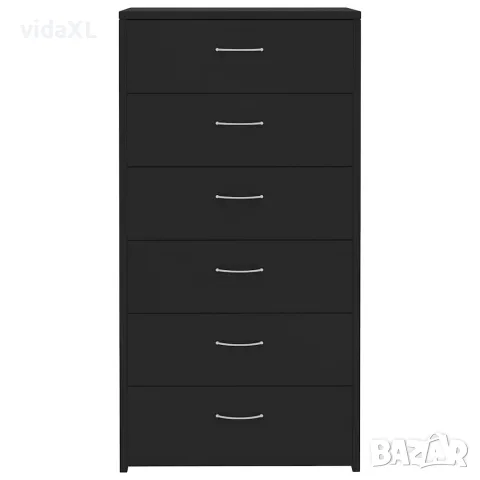 vidaXL Бюфет с 6 чекмеджета, черен, 50x34x96 см, инженерно дърво, снимка 4 - Бюфети - 56147767