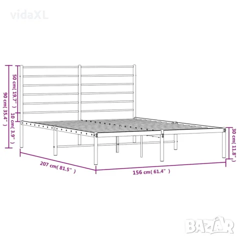 vidaXL Метална рамка за легло с горна табла, черна, 150x200 см, снимка 10 - Спални и легла - 56147215