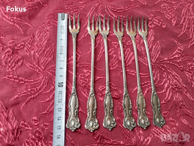 Стари антикварни посребрени вилички W.F. Rogers около 1890 г, снимка 7 - Антикварни и старинни предмети - 53738306