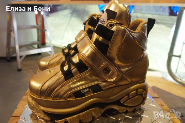 екстравагантни кецове естествена кожа с платформа, с кутия Buffalo gold platform sneakers high top, снимка 6 - Дамски боти - 36282776