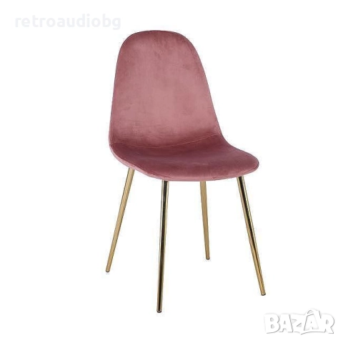 Трапезен стол Селина кадифе в розов цвят