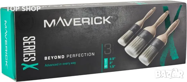 Maverick Четки за рисуване 190 Series права нарязана овална глава Memex с FSC дърво 1,5", 2", 2,5"