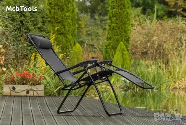 Шезлонг Сгъваем, Нулева гравитация, Облегалка за глава, снимка 4 - Градински мебели, декорация  - 46096414