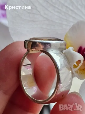 Марков сребърен пръстен с Цитрин , снимка 6 - Пръстени - 49881656