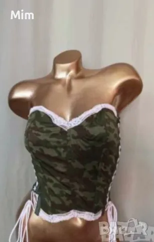 2XL Еластичен корсет камуфлаж с розова дантела , снимка 2 - Корсети, бюстиета, топове - 48503467