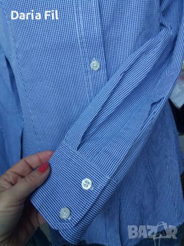 Риза в ситно синьо-бяло каре, снимка 3 - Ризи - 38811290