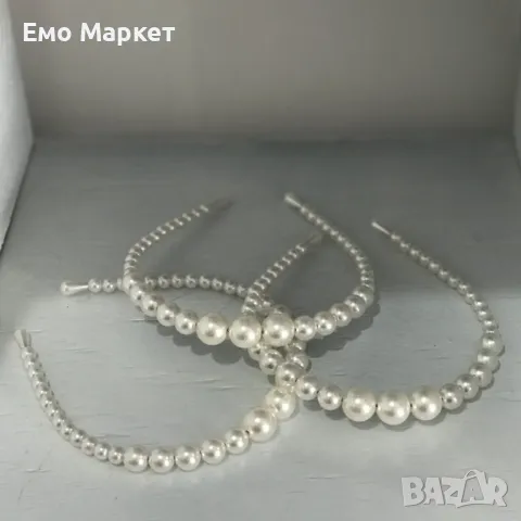 Дамска диадема с перли - нежен аксесоар, фина ръчна изработка, снимка 2 - Аксесоари за коса - 49505140