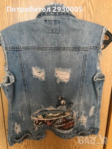 Дамски дънков елек, снимка 2 - Елеци - 41509406