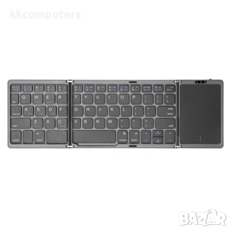 B089T ултратънка сгъваема Bluetooth клавиатура с тъчпад – презареждаема, 10 м обхват, снимка 7 - Клавиатури и мишки - 53656317