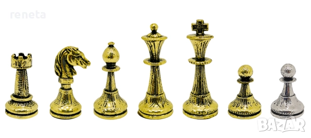 Шах Класика, Метална дъска, метални фигури, Червен, 28х28 см