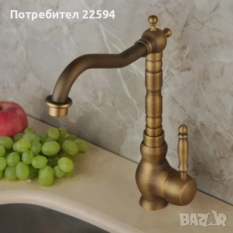 Кухненски смесител в античен стил , уникален дизайн , дълъг и извивен чучур, снимка 2 - Смесители - 55772287