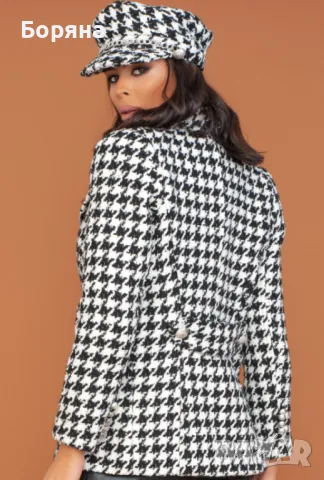 Sara Sweidan палто пепит с шапка комплект, снимка 4 - Палта, манта - 50057263