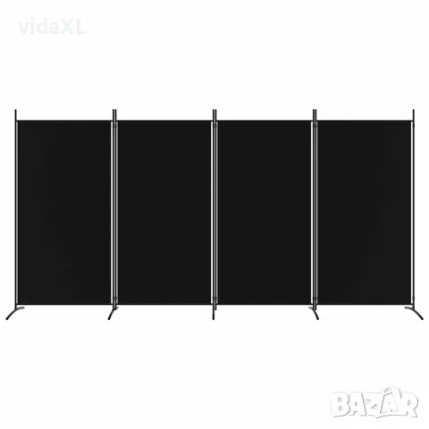 vidaXL Параван за стая, черно, 4 панела, 346x180 см, плат, снимка 3 - Паравани - 56147220