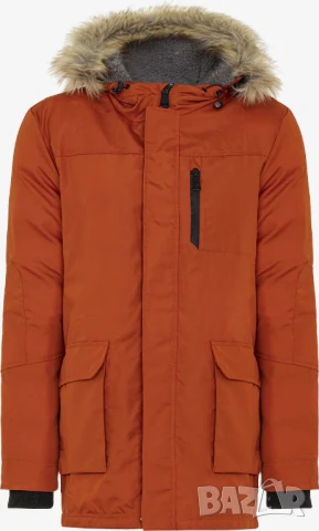 Мъжко зимно яке с качулка с косъм Jimmy Sanders, Оранжево, XL