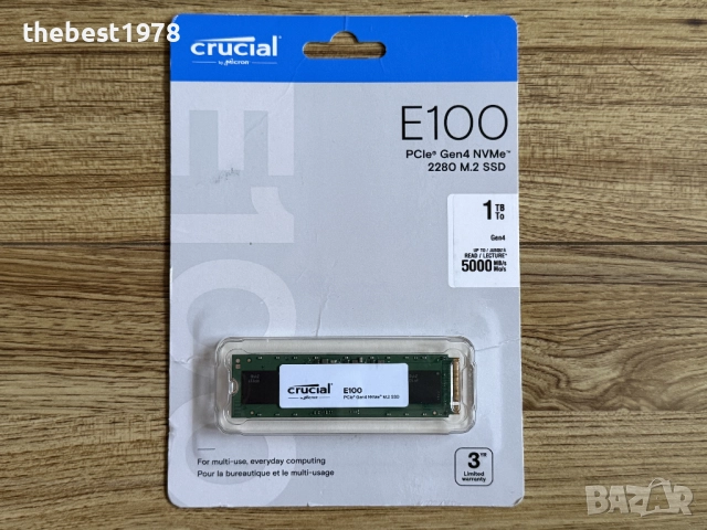 НОВО! 1TB SSD NVME Gen 4x4 CrucialE100
