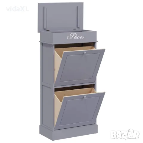 vidaXL Шкаф за обувки, сив, 50x28x98 см, дърво от пауловния, снимка 3 - Шкафове - 56146540