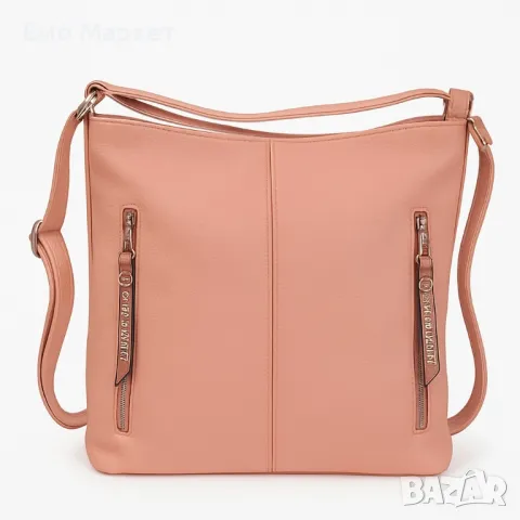 Стилна дамска чанта с предни джобове и минималистичен дизайн, снимка 4 - Чанти - 50160608