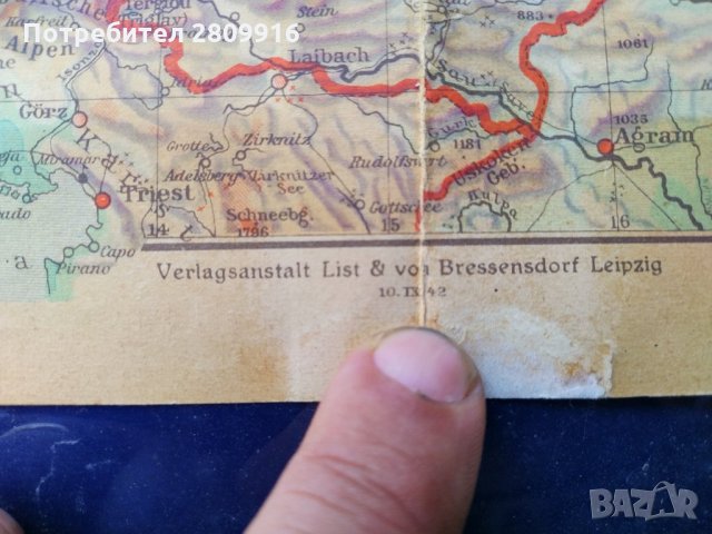 Автентична географска карта на нацистка Германия от 1942, снимка 8 - Колекции - 34204325