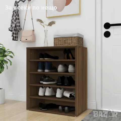 Шкаф за обувки, кафяв дъб, 60x35x70 см, инженерно дърво, снимка 6 - Шкафове - 47287127