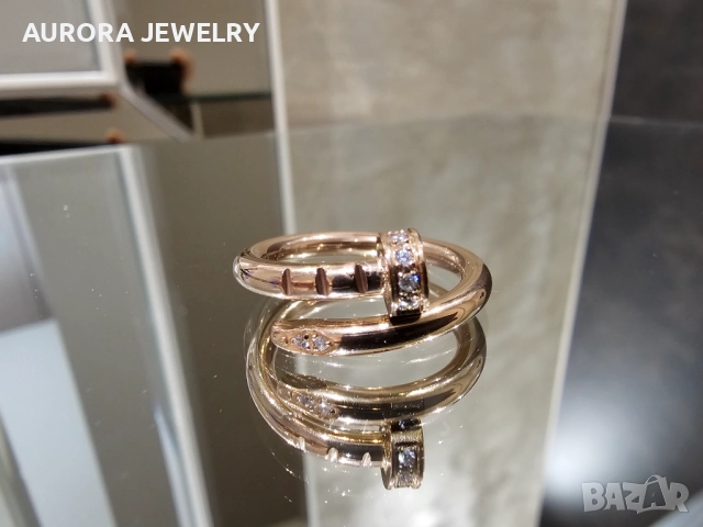 CARTIER Nail Juste un Clou Classic Rose Gold Diamonds Пръстен Пирон, снимка 2 - Пръстени - 52888495