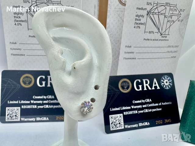 Сребърни обеци с мойсанит (Диамант) 0.5 карата, снимка 7 - Обеци - 51370927