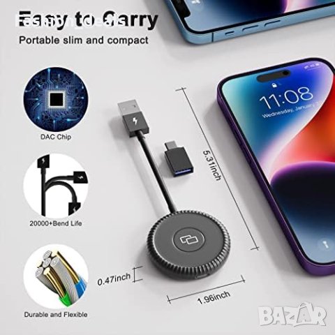 Нов Адаптер за дублиране на CarPlay към кола, iPhone CarPlay/Айфон, снимка 5 - Друга електроника - 41431915