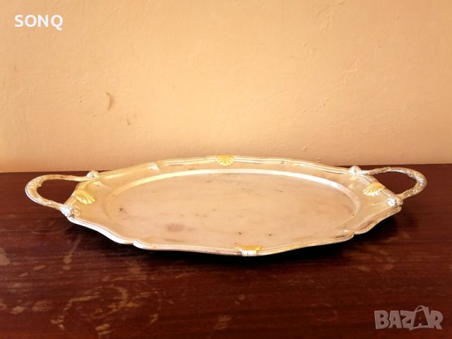 Страхотен Голям Посребрен Поднос, снимка 5 - Антикварни и старинни предмети - 41567512