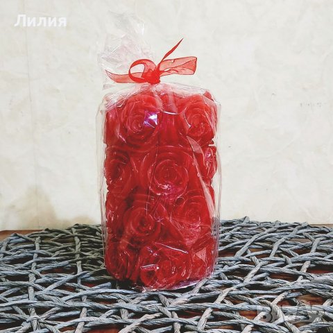 Красива червена свещ - роза, снимка 4 - Други - 39617379