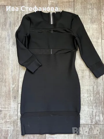 Нова къса стилна парти коктейлна официална къса черна бандажна рокля 