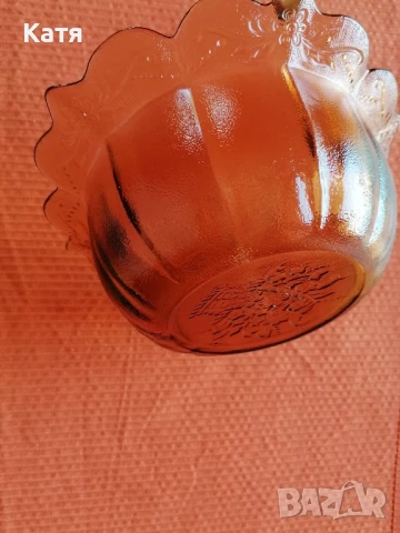 Винтидж преливаща кехлибарена купа, снимка 4 - Чинии - 50838491