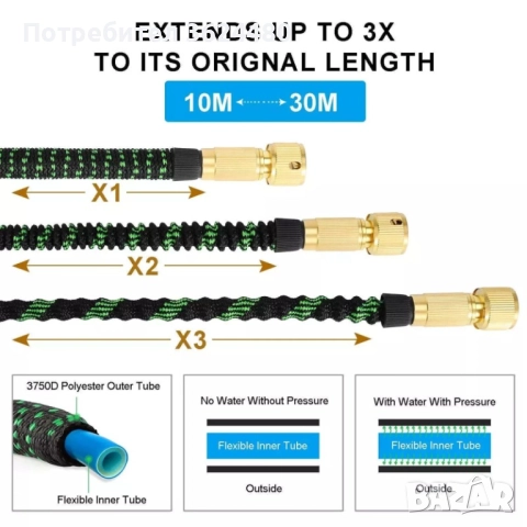 Лек и здрав маркуч 22,5 м 4521, снимка 6 - Напояване - 52648788