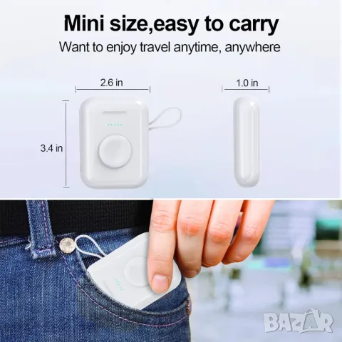 3 в 1 Power Bank за iPhone и Android, 5200 mAh Airpods Pro 1 & 2 Калъф за зареждане с Bluetooth, снимка 6 - Безжични зарядни - 47332818