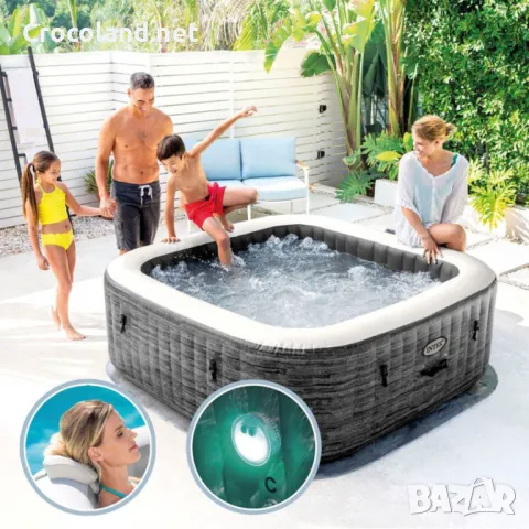 Надуваемо джакузи Intex PureSpa Greystone Bubble Deluxe, 6 места, 239 х 71 см, 170 въздушни струи, т, снимка 5 - Басейни и аксесоари - 50083811